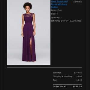 David’s Bridal Bridesmaid Dress *unaltered*